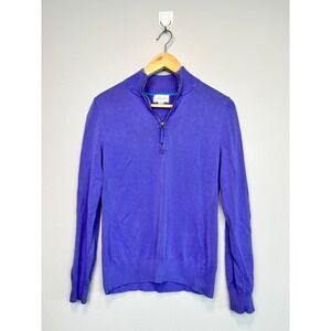 Foxcroft Purple 100% Supima‎ Cotton Quarter Zip Mock Neck Sweater M Preppy